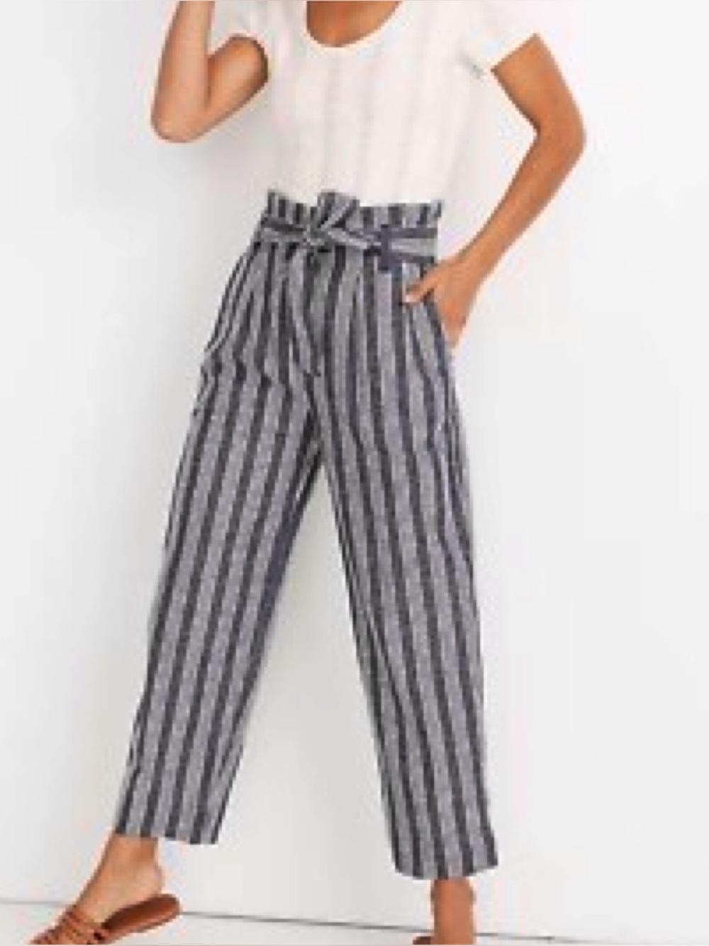 LOFT High Rise Straight Belted Pants